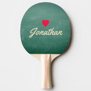 Pala De Ping Pong Corazón Vintage Firma Pizarra Verde