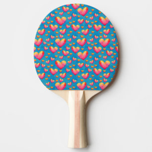 Pala De Ping Pong Corazones Acuarela Multicolores Paleta de Ping Pon