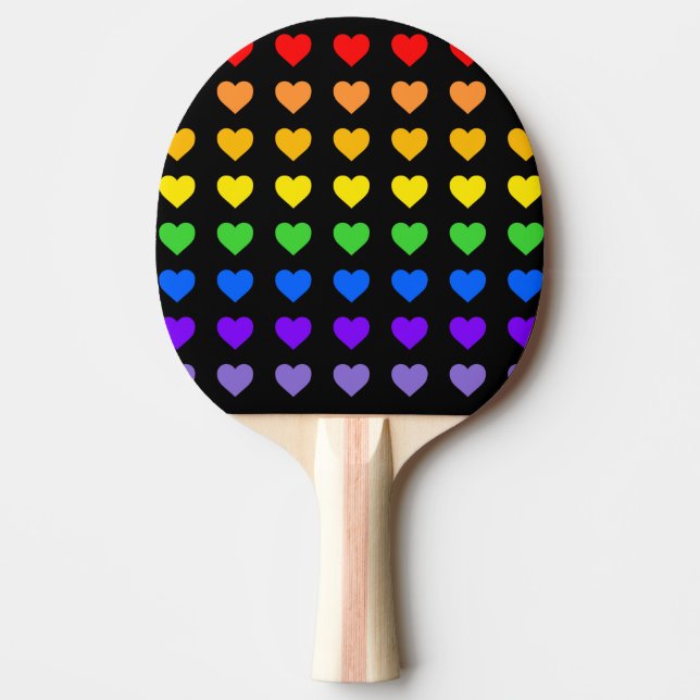 Pala De Ping Pong Corazones arcoiris (Anverso)