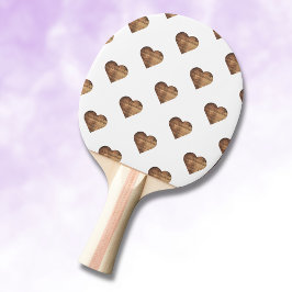 Pala De Ping Pong Corazones de madera marrón rústica simétricos gran