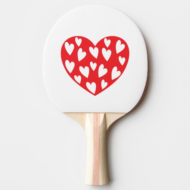 Pala De Ping Pong Corazones rojos con corazones pequeños (Anverso)