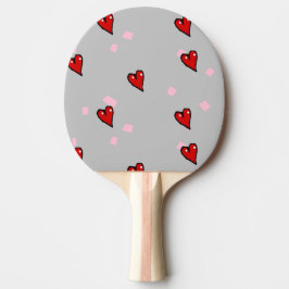 Pala De Ping Pong Corazones rojos en gris
