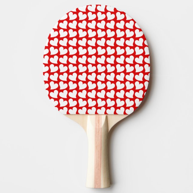 PALA DE PING PONG CORAZONES ROJOS Y BLANCOS DEL DÍA DE SAN VALENTÍN  (Anverso)