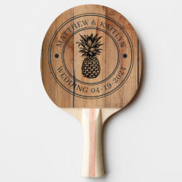 Pala De Ping Pong Corona de Boda de Piña de Arce Talla Áspera & Nomb