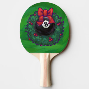 Pala De Ping Pong Corona de Navidad 8 Ball Verde