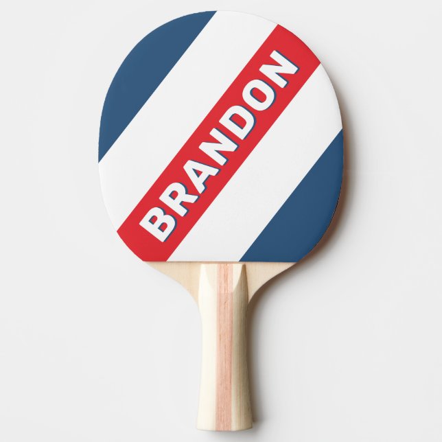 Pala De Ping Pong Correos Nostálgico Bold Rayas con Nombre (Anverso)