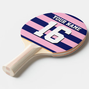 Pala De Ping Pong Cot Candy Pink Navy Blue Team Jersey Preppy Stripe