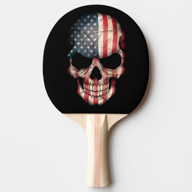 Pala De Ping Pong Cráneo adaptable de la bandera americana (Anverso)