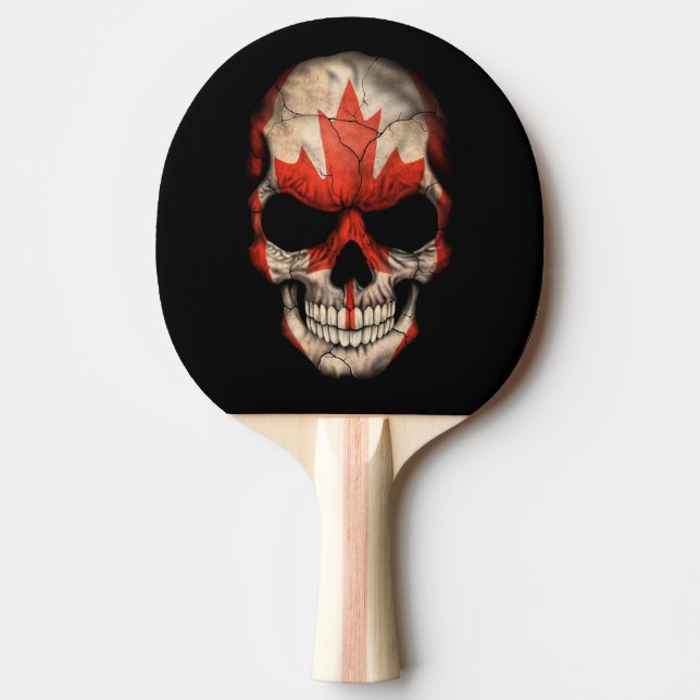Pala De Ping Pong Cráneo canadiense de la bandera (Anverso)