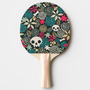 Pala De Ping Pong Cráneo de flores