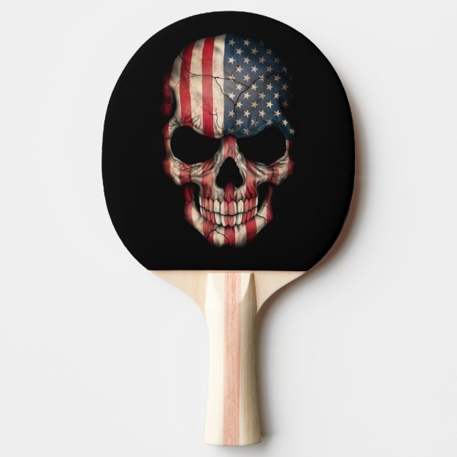 Pala De Ping Pong Cráneo de la bandera americana (Anverso)