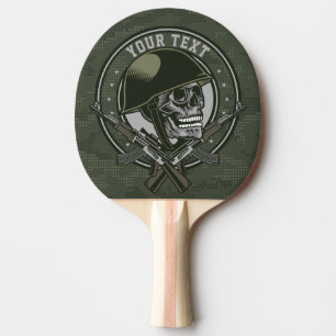 Pala De Ping Pong Cráneo militar de camo militar y pistolas persona