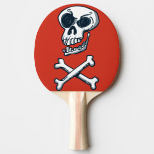 Pala De Ping Pong cráneo y huesos estilo personalizado ilustracion 