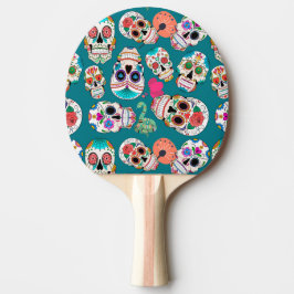 Pala De Ping Pong Cráneos del azúcar de Boho