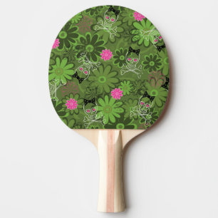 Pala De Ping Pong Cráneos punkyes femeninos en el fondo de Camo de