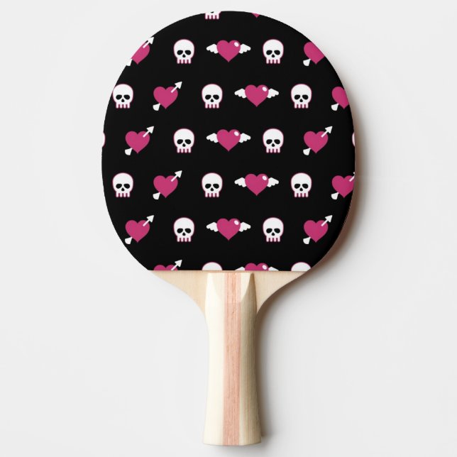 Pala De Ping Pong Cráneos y corazones (Anverso)