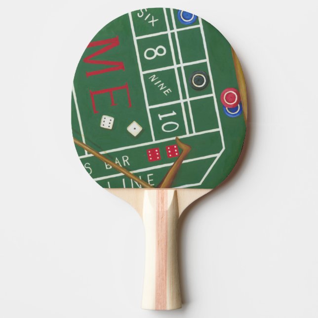 Pala De Ping Pong Craps de Casino con Chips y dados (Anverso)