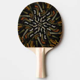 Pala De Ping Pong Creamy Golden Yellows Raked Pattern On Black