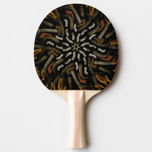 Pala De Ping Pong Creamy Golden Yellows Raked Pattern On Black (Anverso)