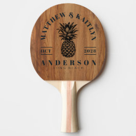 Pala De Ping Pong Crest de Boda de Madera de Arce Tropical Piña