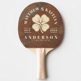 Pala De Ping Pong Crest de Boda de Trébol Irlandés de Piedra Arenisc