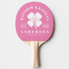 Pala De Ping Pong Crest de Boda de Trébol Irlandés Rosa