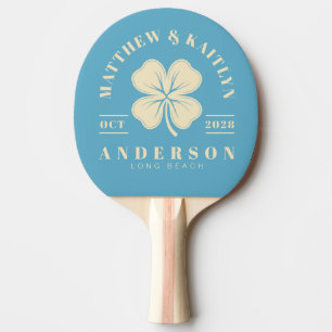Pala De Ping Pong Crest de Boda del Trébol Afortunado Irlandés Aqua 