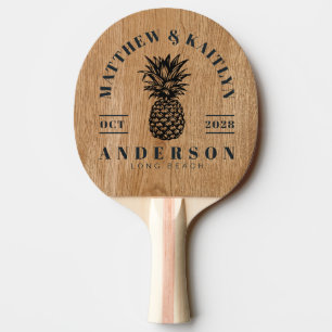 Pala De Ping Pong Cresta de boda de madera de pino campestre con piñ