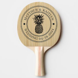 Pala De Ping Pong Cresta de Boda de Piña de Bambú Ligero y Nombres
