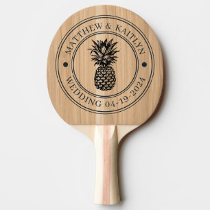 Pala De Ping Pong Cresta de boda de piña de madera de roble blanco y