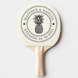 Pala De Ping Pong Cresta de boda de piña negra cálida y marfil & Nom