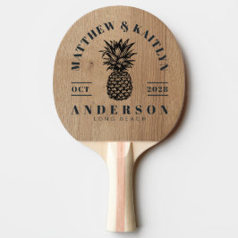 Pala De Ping Pong Cresta de Boda de Piña Tropical de Madera de Abedu