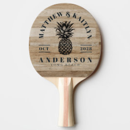 Pala De Ping Pong Cresta de boda de piña tropical de madera de ceniz