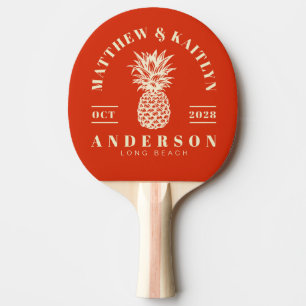 Pala De Ping Pong Cresta de Boda de Piña Tropical de Naranja Sangre
