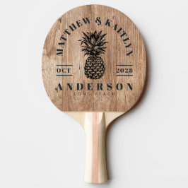 Pala De Ping Pong Cresta de Boda de Piña Tropical de Tablas de Mader