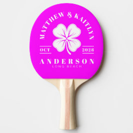 Pala De Ping Pong Cresta de Boda de Trébol Irlandés Rosa Retro Eléct