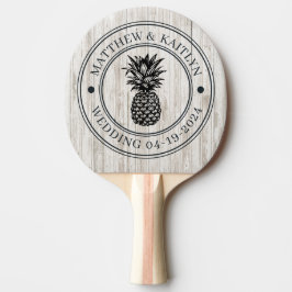 Pala De Ping Pong Crestas de boda de piña de madera blanqueada y nom