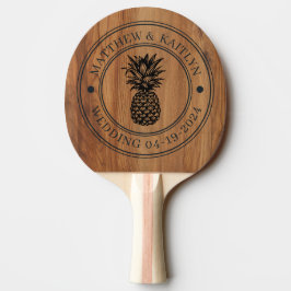 Pala De Ping Pong Crestas de Boda de Piña de Madera de Arce y Nombre