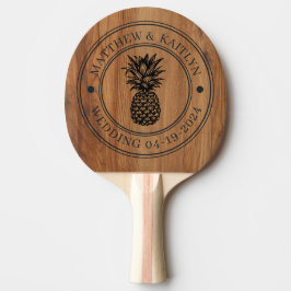 Pala De Ping Pong Crestas de Boda de Piña de Madera de Arce y Nombre