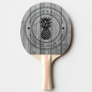Pala De Ping Pong Crestas de boda de piña de madera gris oscura limp