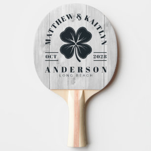 Pala De Ping Pong Crestas de boda de trébol irlandés gris claro limp