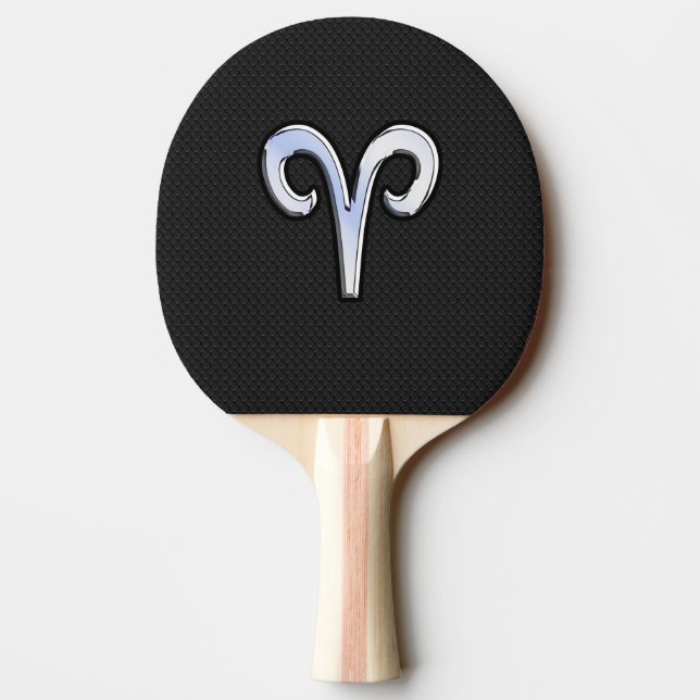 Pala De Ping Pong Cromado plateado como Rótulo Aries Zodiac (Reverso)