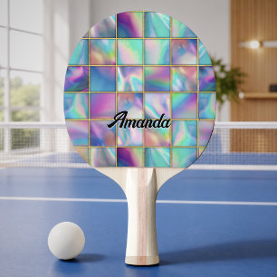 Pala De Ping Pong Cuadrado de oro falso holográfico elegante y moder