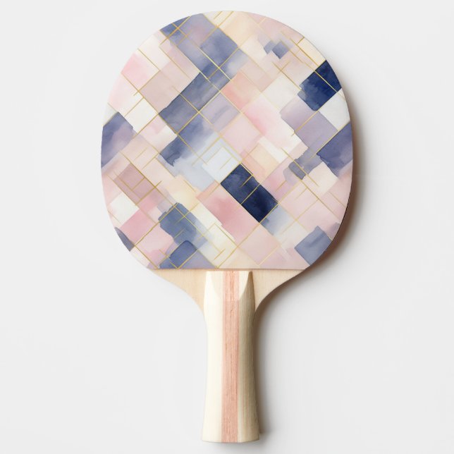 Pala De Ping Pong Cuadrados azules rosados (Anverso)