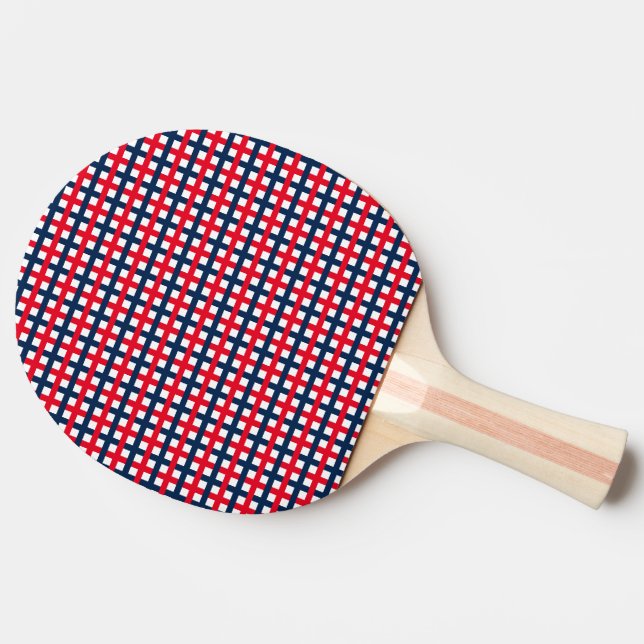 Pala De Ping Pong Cuadrícula azul azul marino rojo patriótico modern (Lateral)