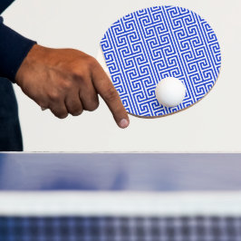 Pala De Ping Pong Cuadrícula H de la clave del meandro griega Azul