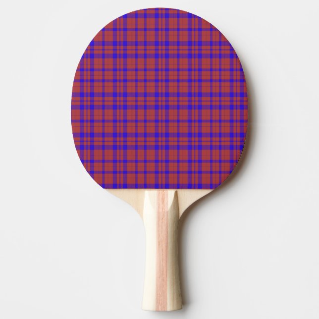 Pala De Ping Pong Cuadro geométrico rojo y azul (Anverso)