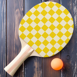 Pala De Ping Pong Cuadros Amarillos y Crema