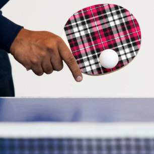 Pala De Ping Pong Cuadros Escoceses Rosa Negro Blanco Tartán