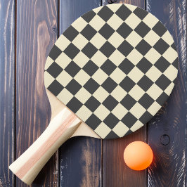Pala De Ping Pong Cuadros Gris Oscuro y Crema